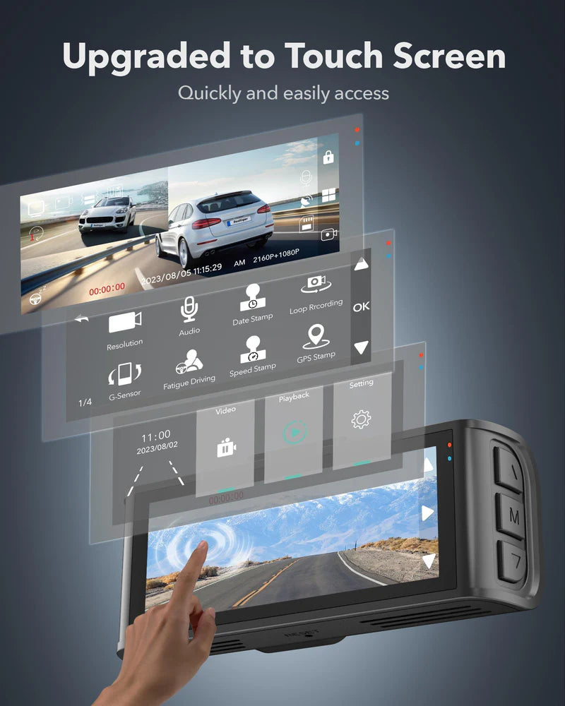 REDTIGER F7NT MAX Touch Screen 4K Dash Cam Front and Rear, Wi-Fi GPS, 64GB SD Card