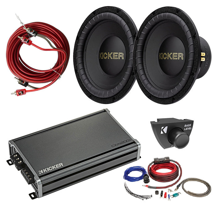 Kicker 50GOLD124 Amplifer and Subwoofer Bass Bundle with Install Kit