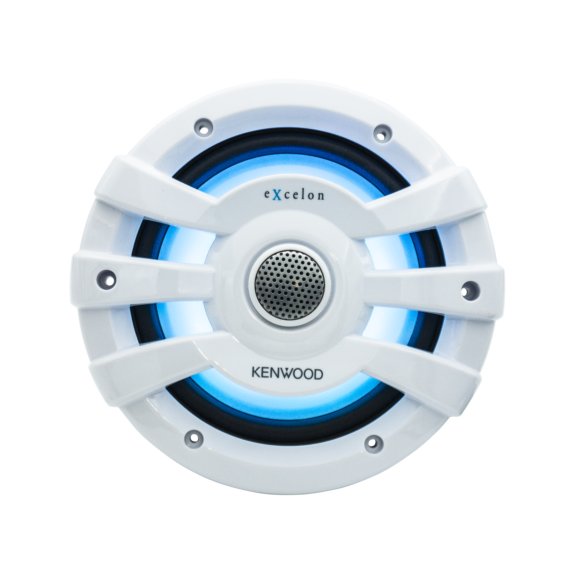 Kenwood eXcelon XM77WL 7.7" 2-Way Coaxial Marine Speakers with LED Lighting, White