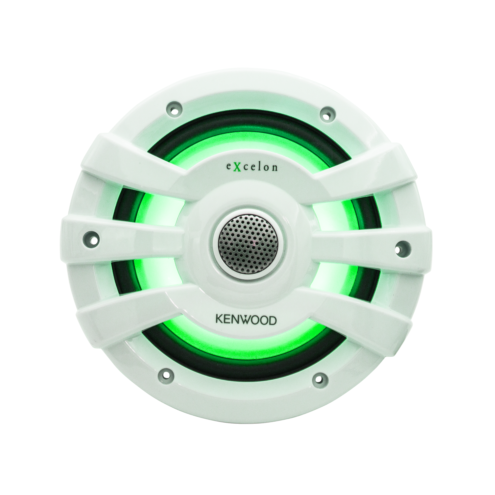 Kenwood eXcelon XM77WL 7.7" 2-Way Coaxial Marine Speakers with LED Lighting, White