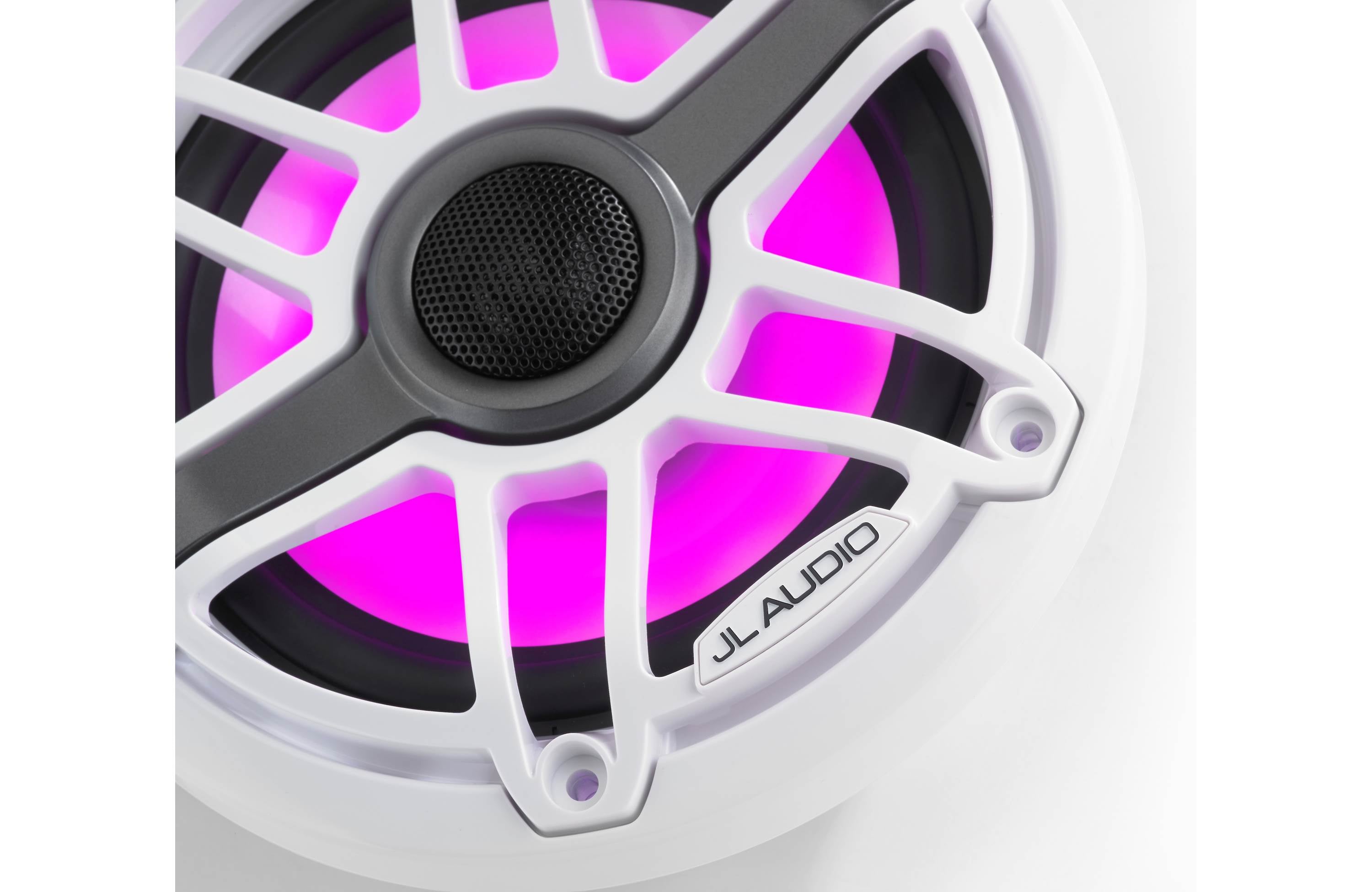 JL Audio M6-650X-S-GWGW-I 6.5" Marine Coaxial Speakers, Gloss White Trim and Grille w/ LED Lighting - Freemans Car Stereo