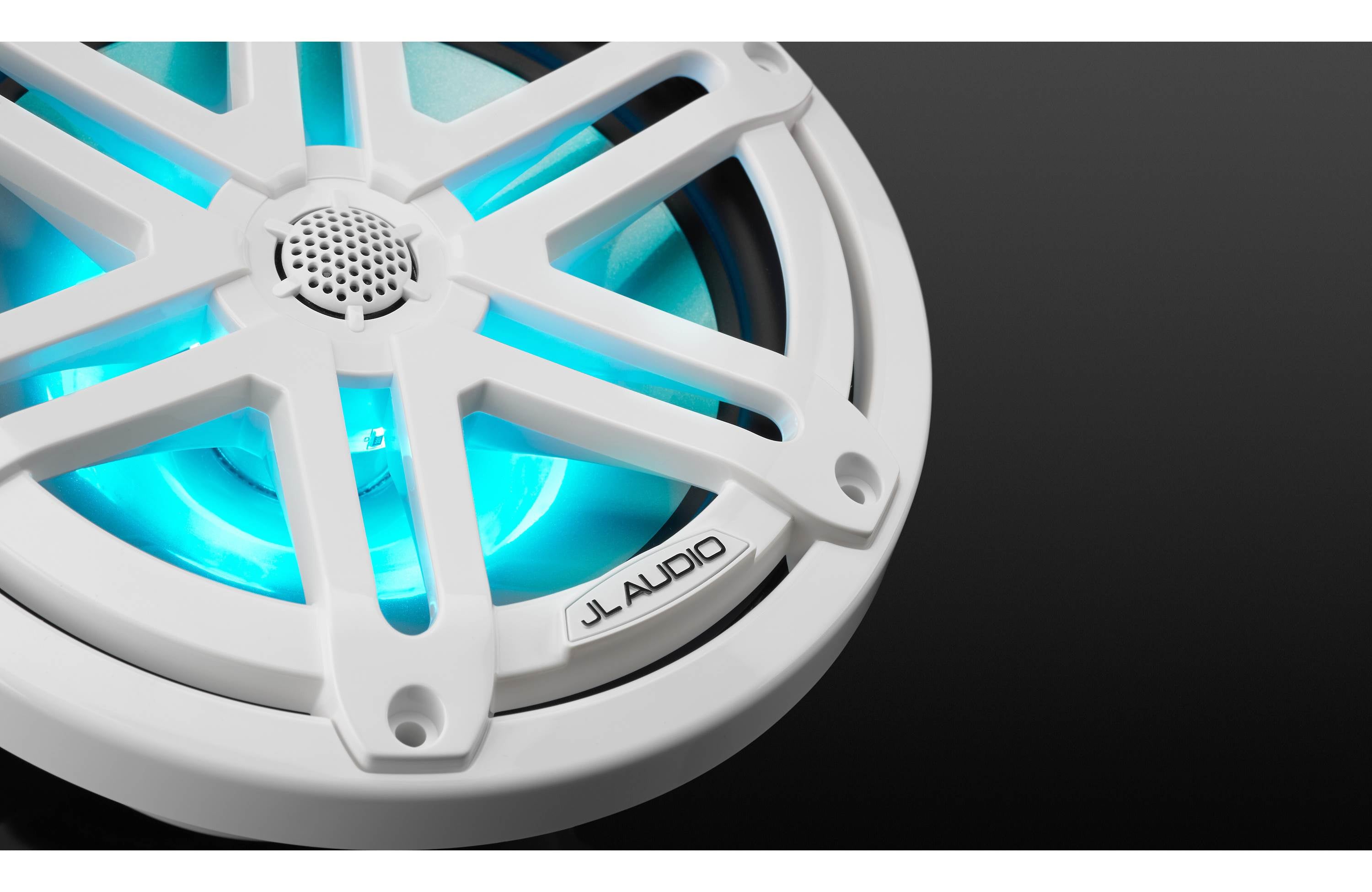JL Audio M3-770X-S-GW-I 7.7" Marine Coaxial Speakers, White Sports Grilles w/ RGB LED Lighting