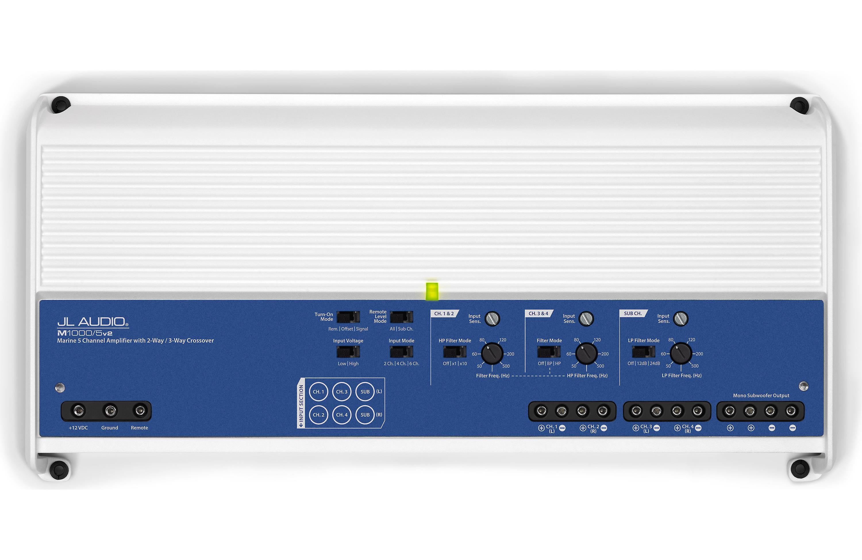 JL Audio M1000/5v2: 5 Ch. Class D Marine System Amplifier, 1000 W