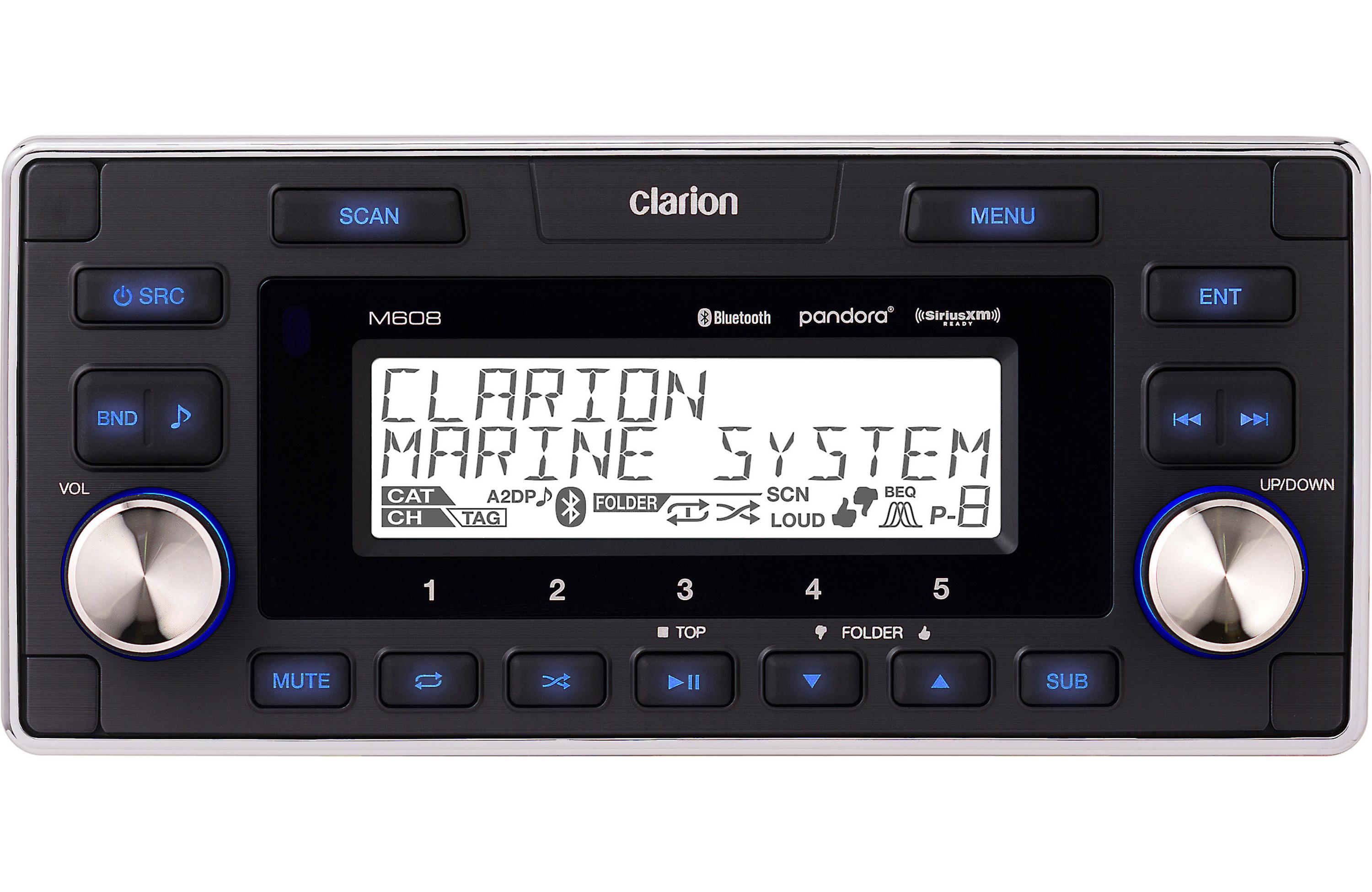Clarion CMS-651-SWB x2 Pairs Speakers + M608 1-DIN Receiver Marine Bundle