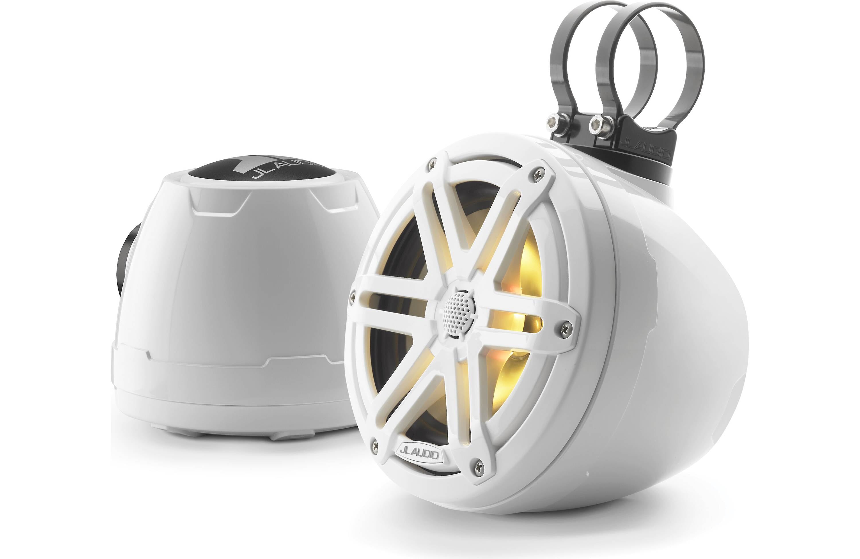 JL Audio M3-650VEX-Gw-S-Gw-i 6.5" Enclosed Coaxial System with RGB LED Lighting, Gloss White Enclosure, Gloss White Sport Grilles