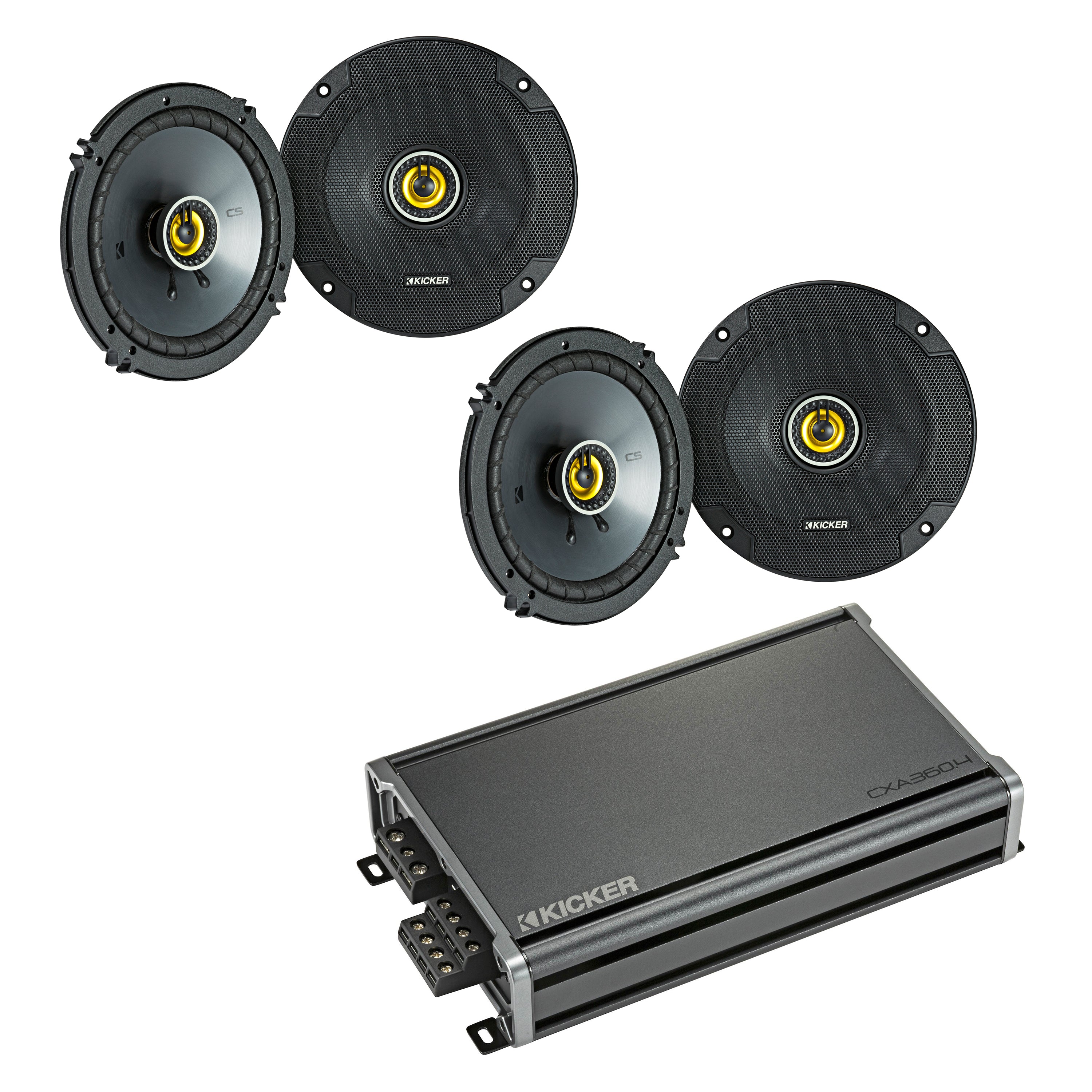 Kicker 46CSC654 x2 Pair 6.5" Speakers + 46CXA360.4T Amplifier - Freemans Car Stereo