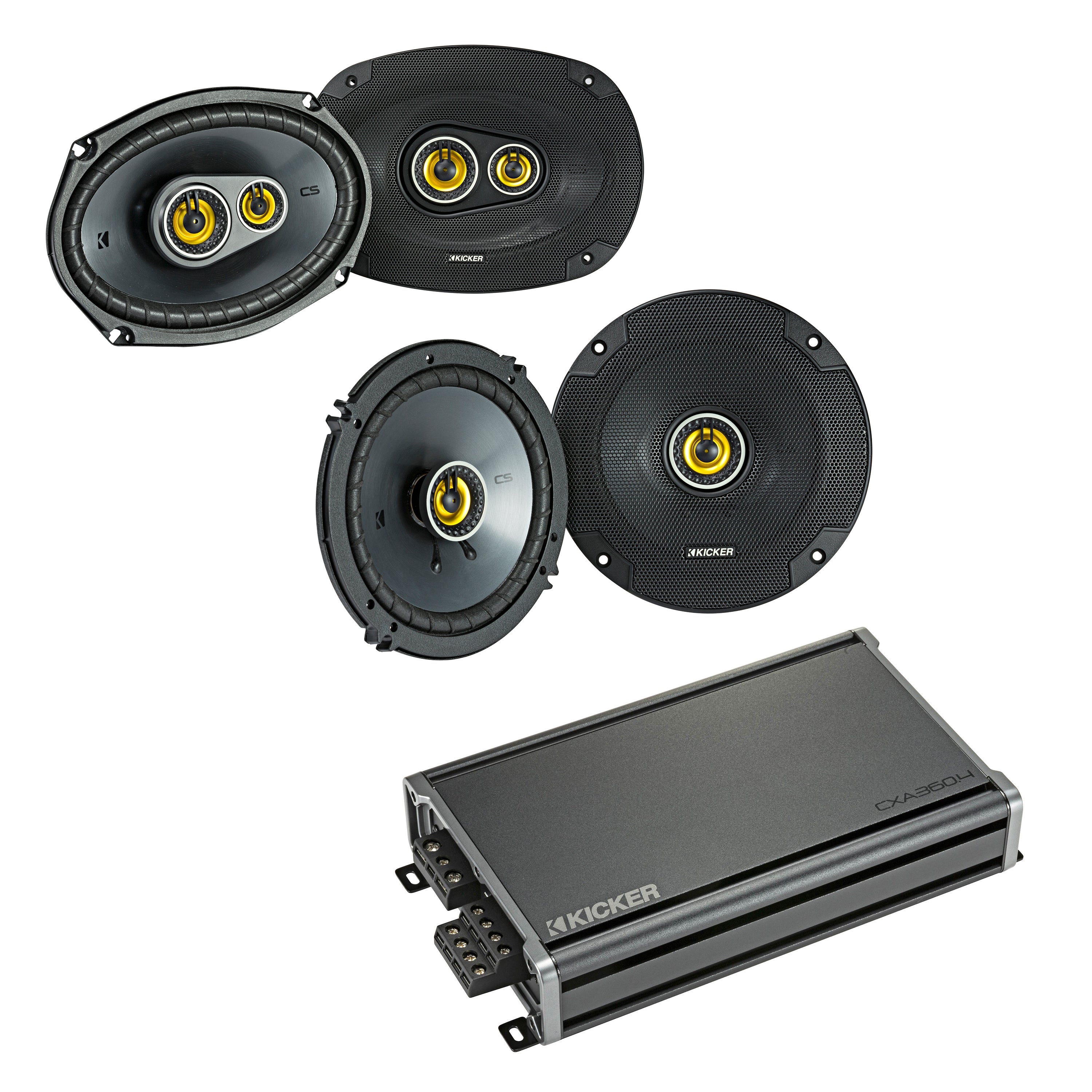 Kicker 1 Pair of 46CSC6934 + 1 Pair of 46CSC654 + 46CXA3604T Amp Bundle - Freemans Car Stereo