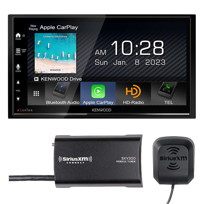 Kenwood Excelon DMX709S 2-DIN Headunit + SXV300v1 SiriusXM Tuner Bundle - Freemans Car Stereo