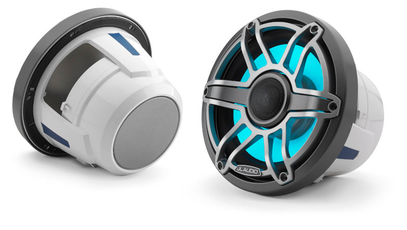 JL Audio M6-880X-S-GMTI-I 8.8" Marine Speaker System, RGB LED, Gunmetal & Titanium, Sport Grill