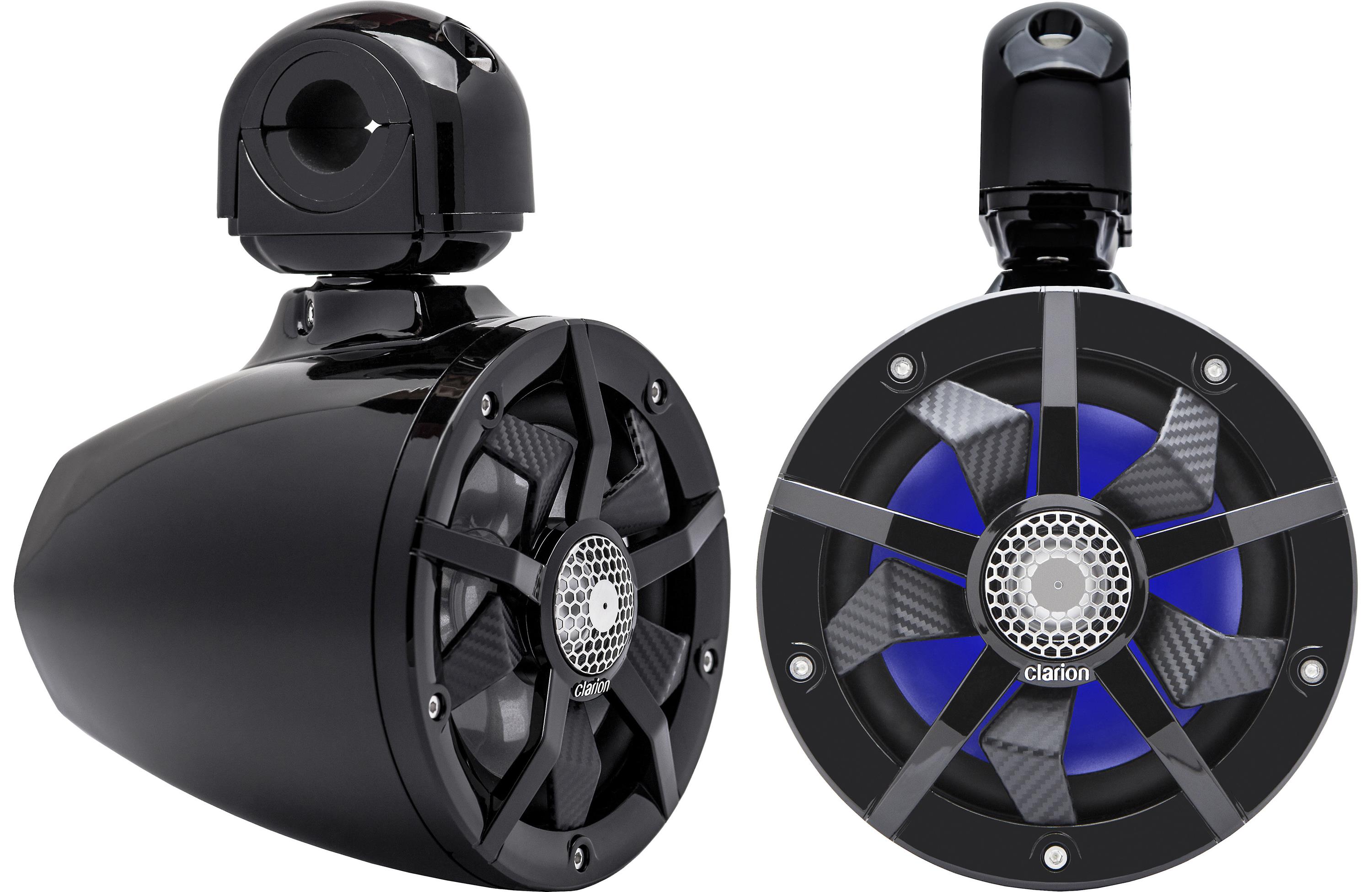 Clarion CM1624TB 6.5" Marine Black Tower Speakers w/ Swiveling Clamps