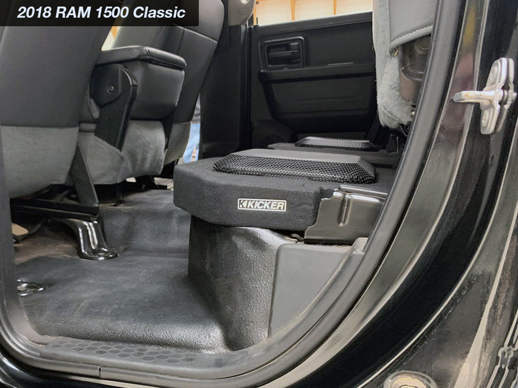 Kicker 51KRDL7T102 L7T Custom Fit Dual 10" Subwoofer Up Firing Enclosure, RAM Specific, 2-ohm - Freemans Car Stereo