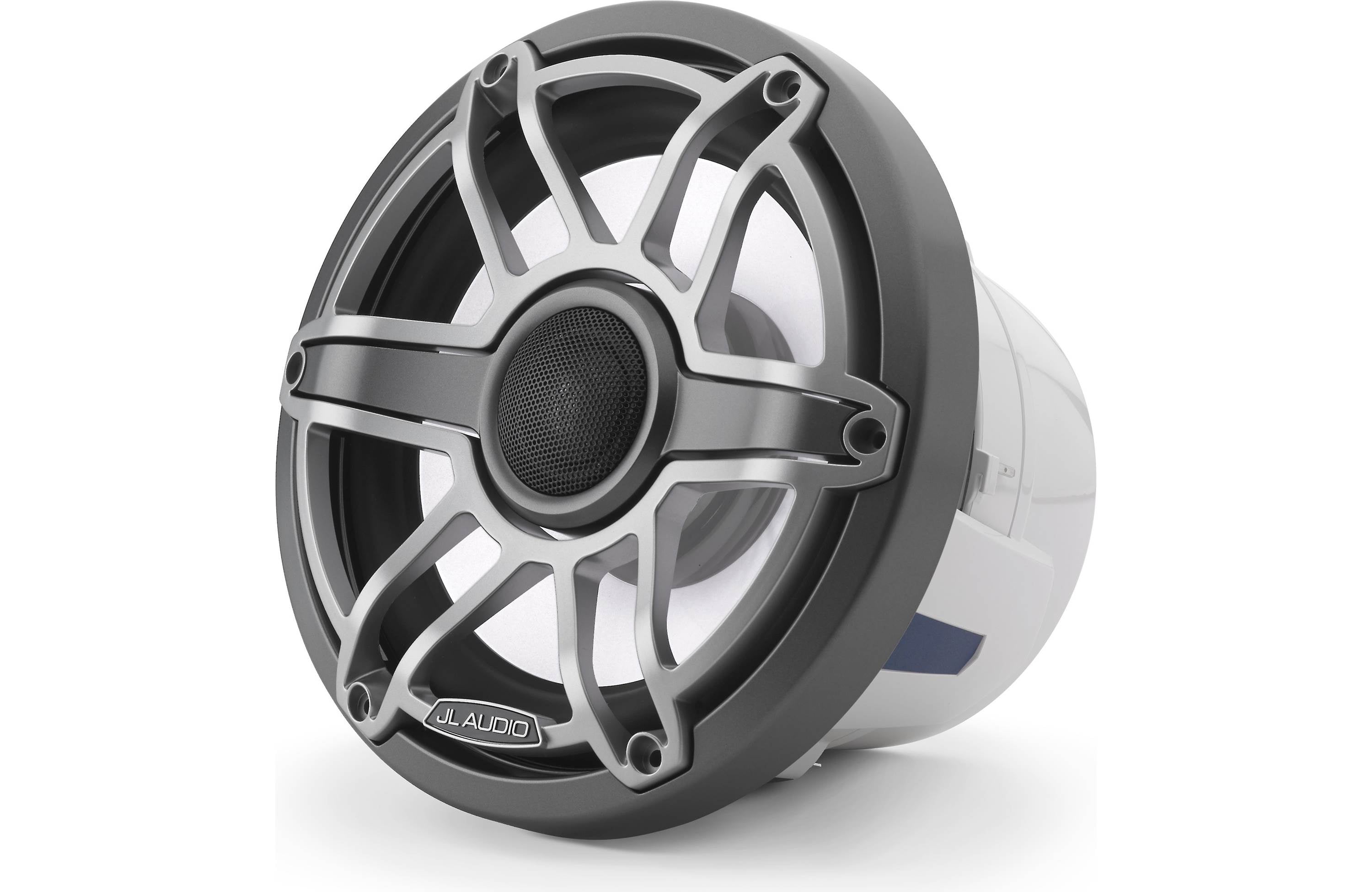 JL Audio M6-880X-S-GMTI-I 8.8" Marine Speaker System, RGB LED, Gunmetal & Titanium, Sport Grill