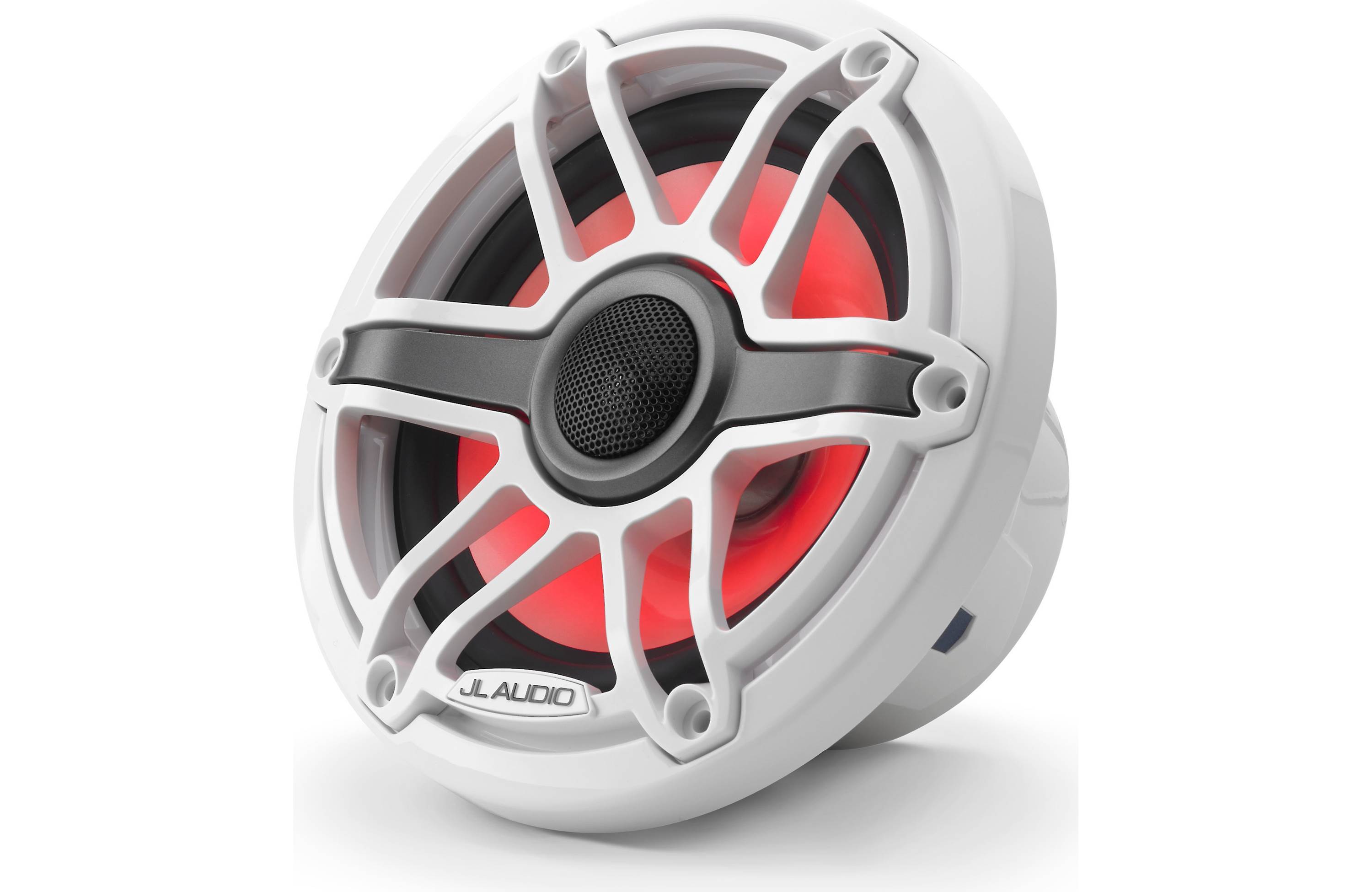 JL Audio M6-650X-S-GWGW-I 6.5" Marine Coaxial Speakers, Gloss White Trim and Grille w/ LED Lighting - Freemans Car Stereo