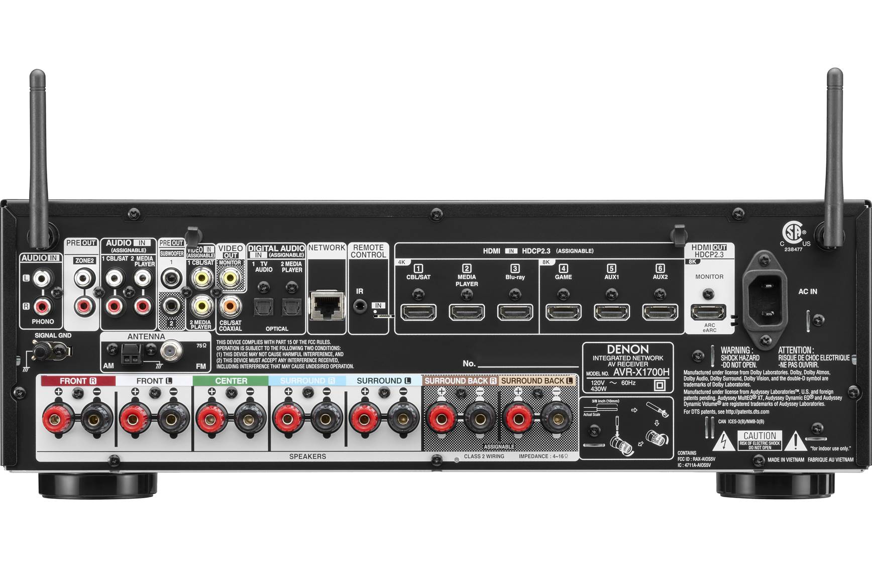 Denon AVR-X1700H NEW 7-Channel Home Theater Receiver