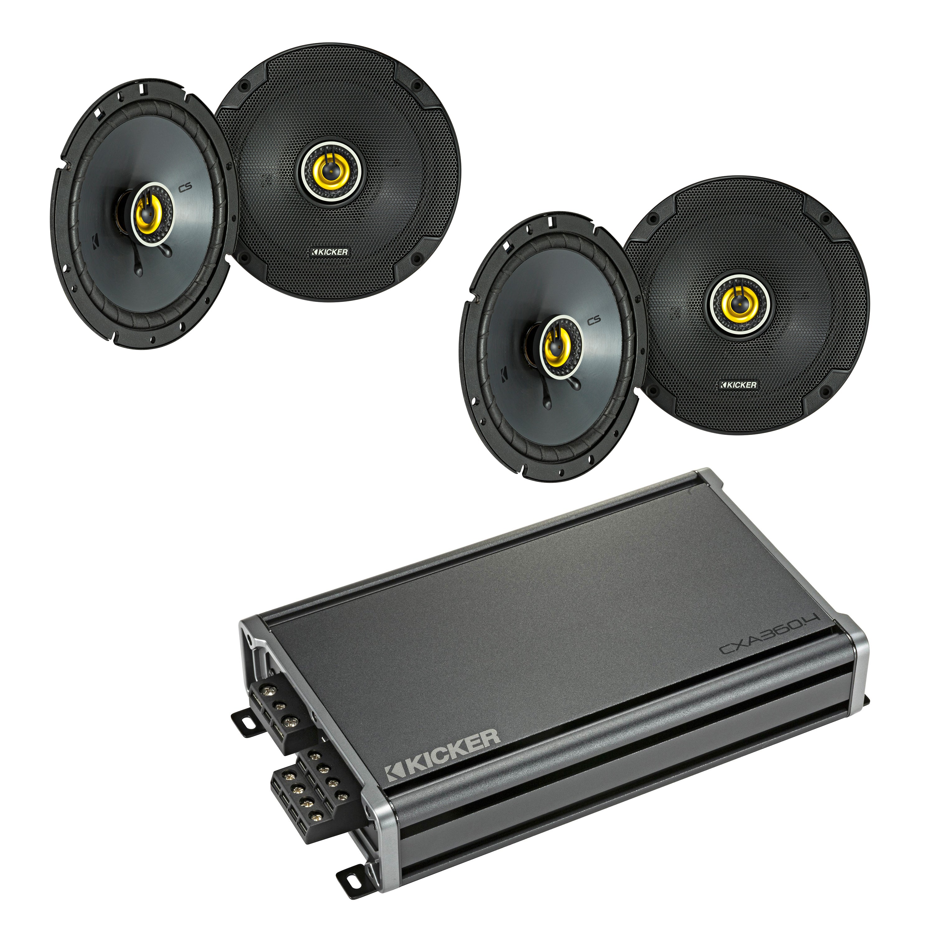 Kicker 46CSC674 x2 Pairs 6.75" Speakers + 46CXA360.4T Amplifier Bundle - Freemans Car Stereo