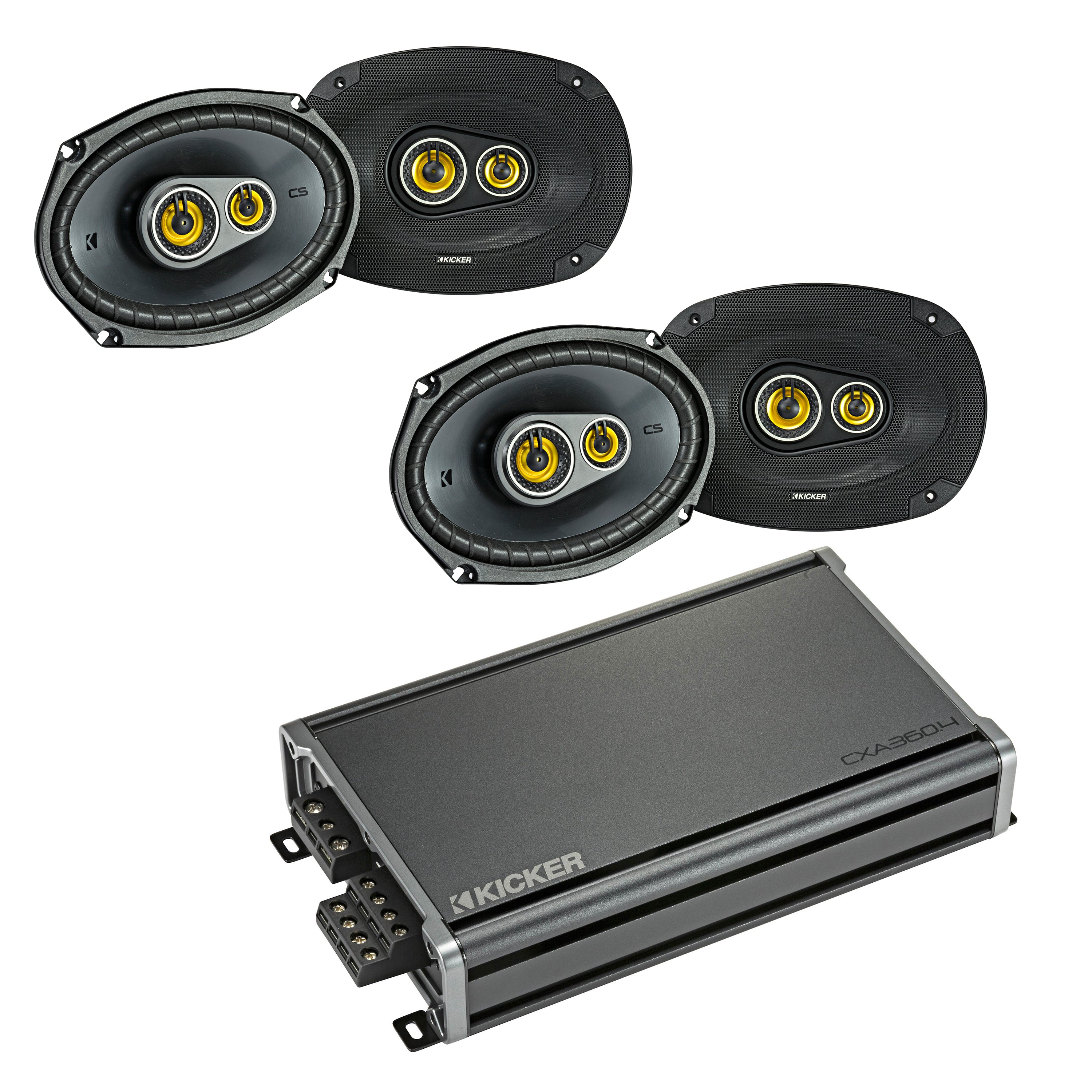 Kicker 46CSC6934 x2 Pairs 6"x9" Speakers + 46CXA360.4T Amplifier Bundle - Freemans Car Stereo