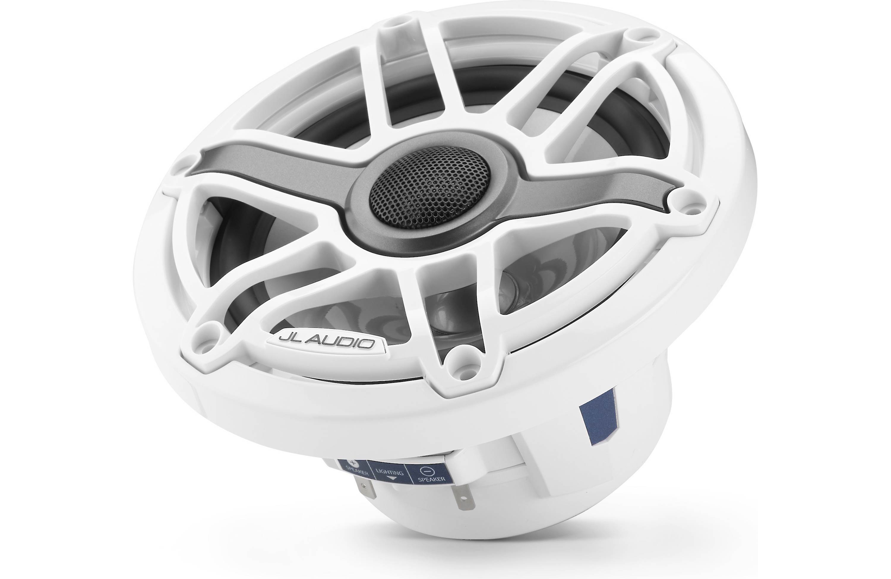 JL Audio M6-650X-S-GWGW-I 6.5" Marine Coaxial Speakers, Gloss White Trim and Grille w/ LED Lighting - Freemans Car Stereo