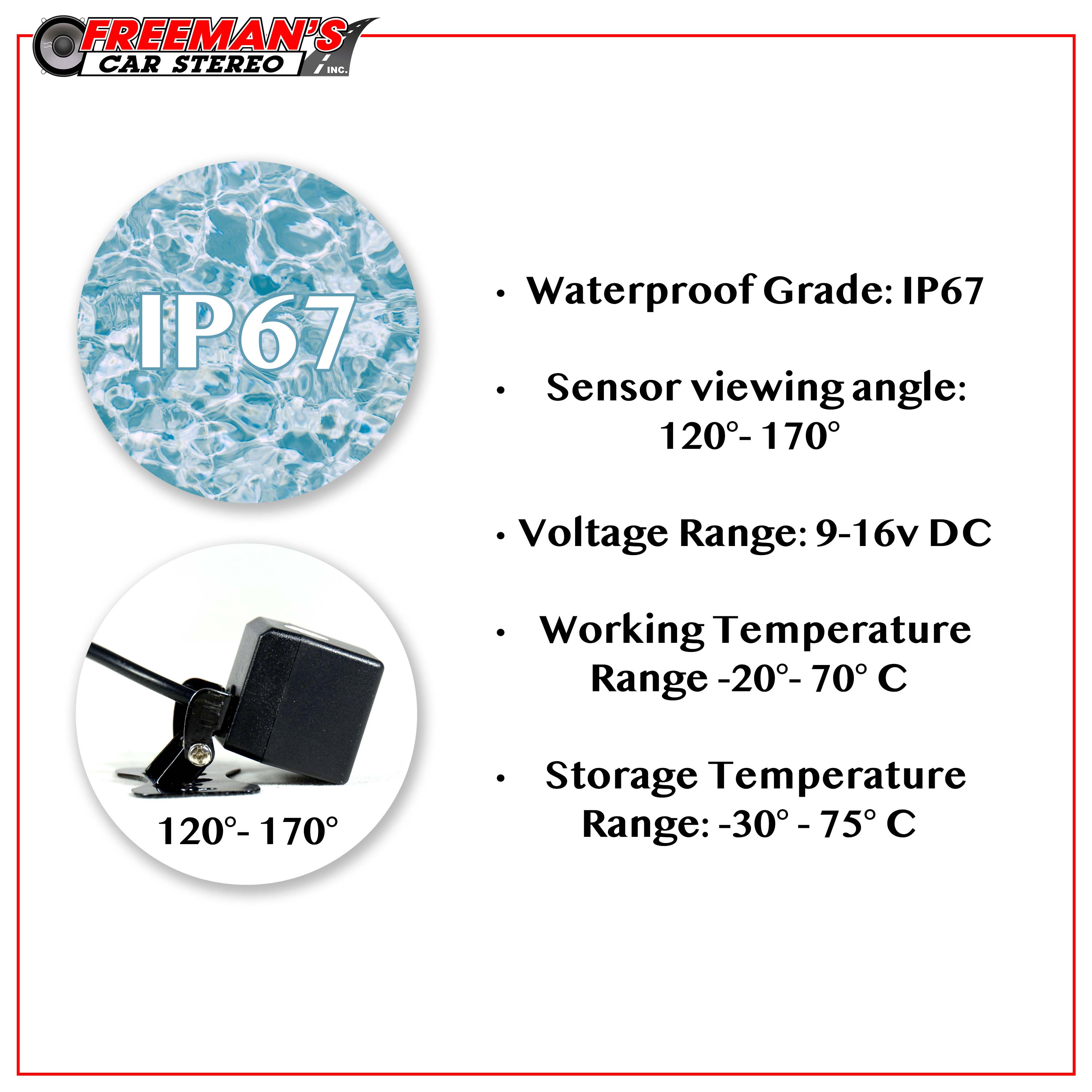 FCS LPCAM8 8 LED Square Hanging Backup Camera - Freemans Car Stereo